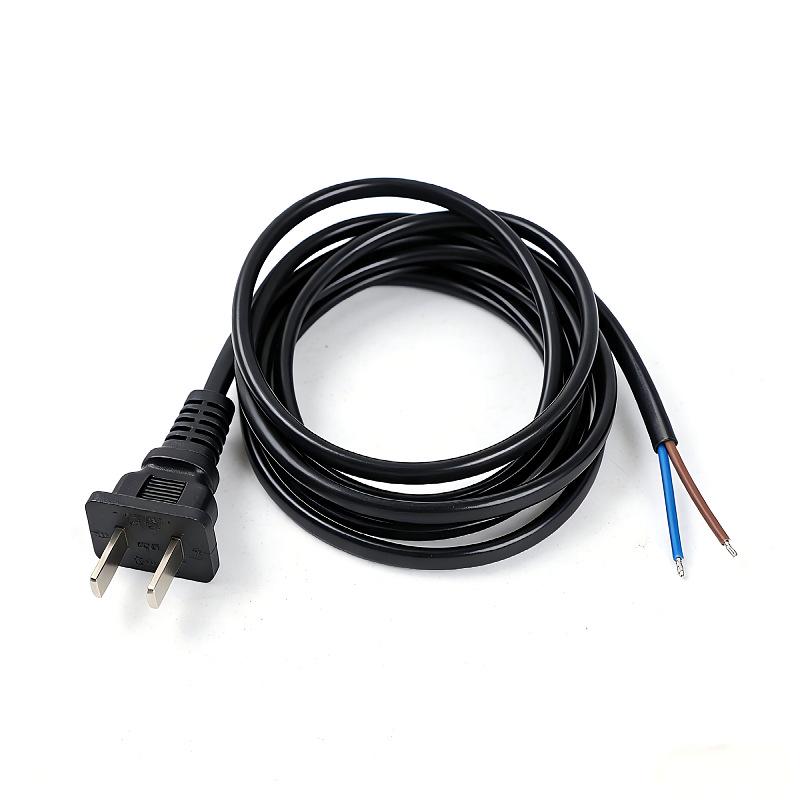 3C Certified Pure Copper Two-Core Flat Wire Power Cord, National Standard Two-Pin, Stripped and Tinned Tail, 0.75mm²