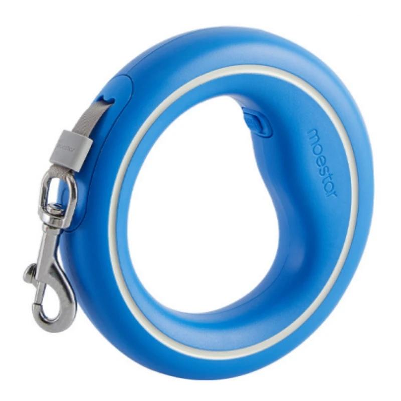 

Поводок-рулетка Moestar UFO 2 Lite с металлической пряжкой, противоскользящей ручкой, с фиксатором тормоза одной рукой и паузы для собак маленьких и средних размеров синий
