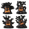 Three-dimensional Halloween Ornament Decoration, Ghost Face Tree Stump Lantern, LED Resin Spooky Decor Glowing Pumpkin Decor, Festival Atmosphere