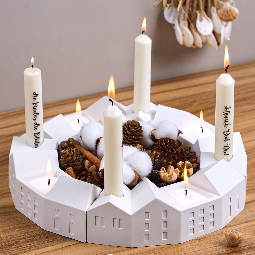 Nordic House Candle Holder Silicone Mold DIY Half Moon Houses Candlestick Craft Making Plaster Resin Vase Casting Molds Home Dec