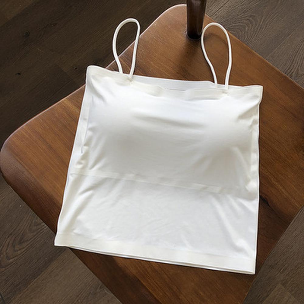 Top corto con parte de atrás bonita para mujer, camisola de algodón elástica Sexy, chaleco corto sin mangas con almohadilla en el pecho