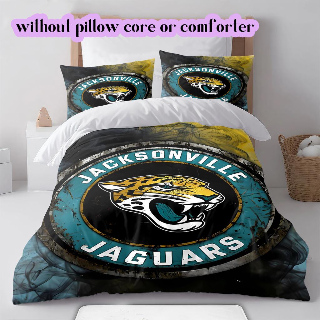 Jacksonville Jaguars Pattern Bedding Quilt Set Quilt Cover Pillowcase Home Decoration Birthday Gift (1 * duvet cover + 2 * pillowcase, without core)