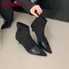 Fashion Modern Ladies Ankle Boots With Heel Shoes Pointed Toe Fashion Flock Elegant Women Short Boots Female Zippers Shoes Pumps