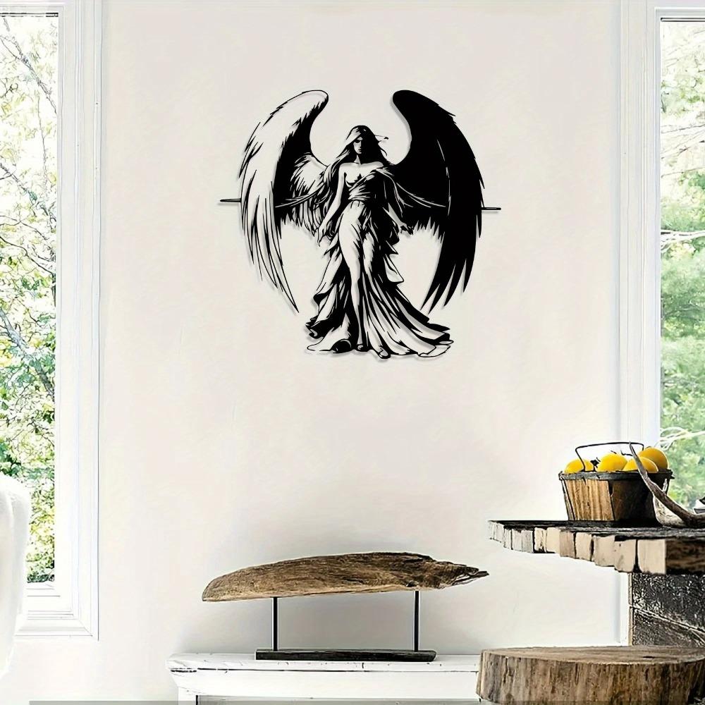 Metal Fantasy Wall Art Angel Demon Sculpture Halloween Home Decor Gift