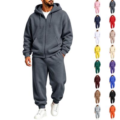Herren Zip-Up Hoodie und Hose Set Lockerer Trainingsanzug für Herbst Winter