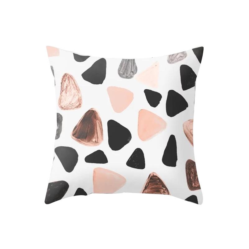 Nordic Ins Style Pink Geometric Pattern Ultra-short Velvet Pillowcase Cushion Pillowcase Pillowcase