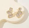Irregular Metal Cream  Petal Post Earrings For Women Heavy Design New Style Fashion Jewelry Party Accessories Gift