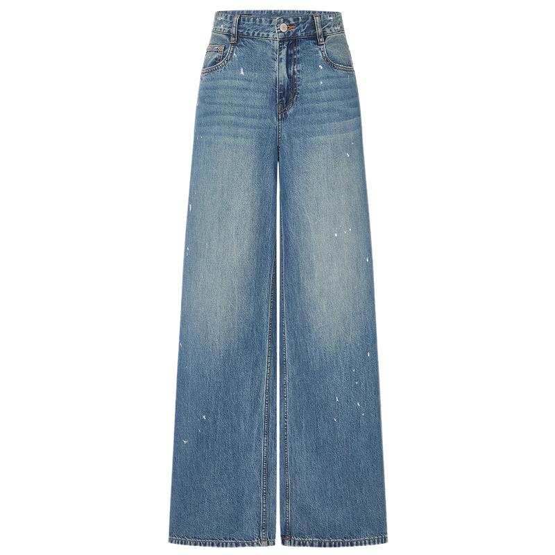 

MO&Co. Летние джинсы прямого кроя с эффектом брызг краски и потертостями 2025 L