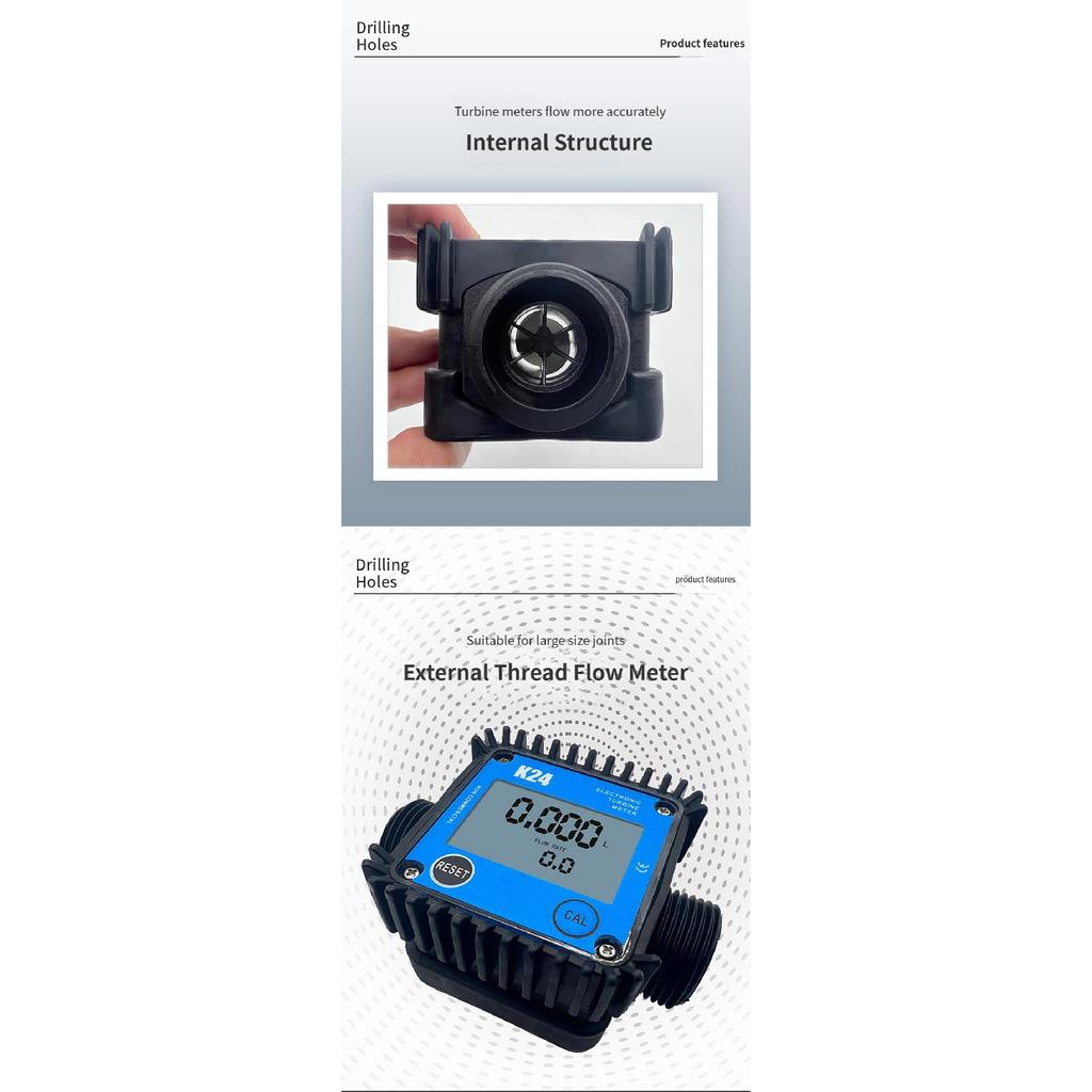1inch K24 Electronic Turbine Flow Meter DN25 Plastic External Thread High Precision Flowmeter for Water Fuel Urea Diesel