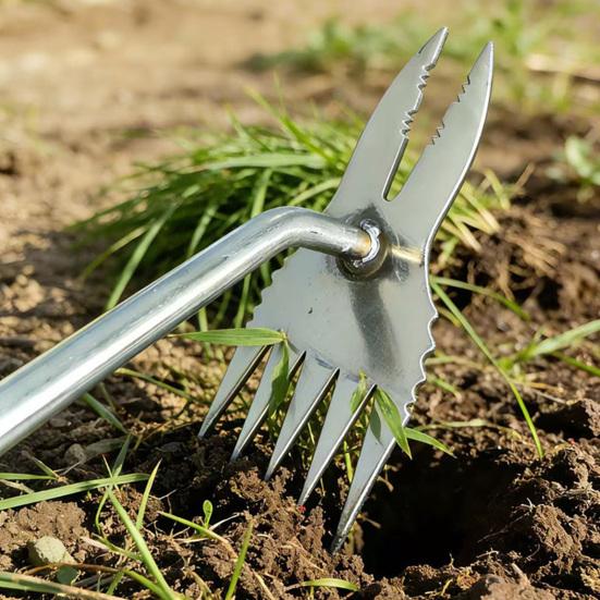 2-in-1 Weed Puller, Heavy Duty Stainless Steel Hand Weeder, Weeding Tool with Ergonomic Non-Slip Handle, Hand Tool for Uprooting Lawn Yard Garden Weed