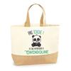 Tote Bag - PLANETEE - Gwendoline Don't Touch Panda - Jute - Printed In France - Strong Handles