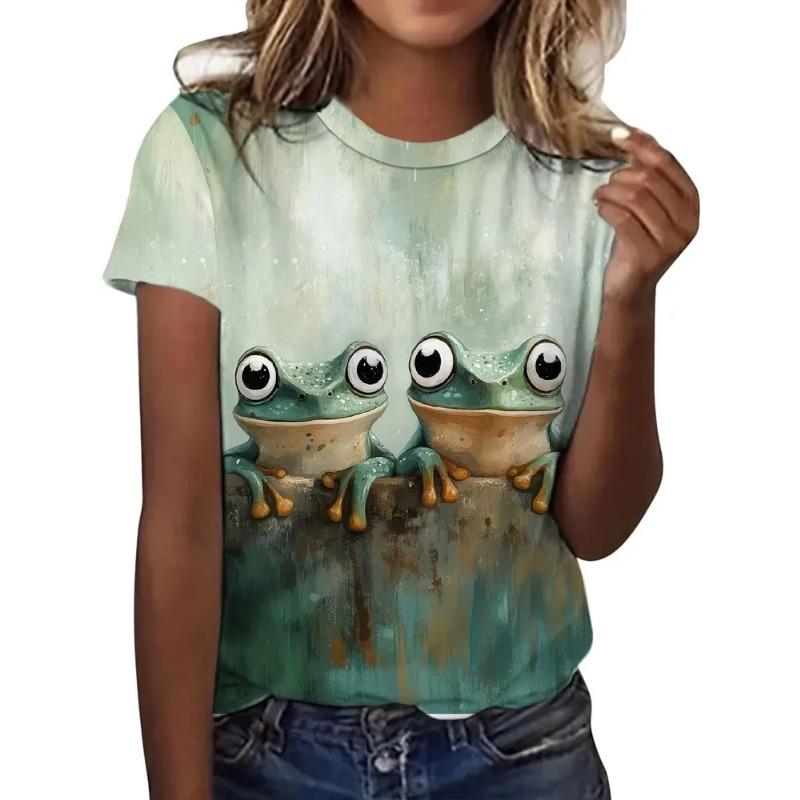 

Лягушка 3D-печать Короткий рукав Досуг Лето Отпуск Спорт Быстросохнущая Дышащая Мода Удобная Уличная футболка 6xl