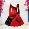 Women Plus Size Faux Fur Trim V Neck Long Sleeve Belted Abstract Print A Line Midi Dress