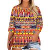 T-shirt Casual da Donna con Stampa, Girocollo, Manica 3/4
