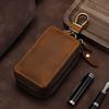 Universal Retro Crazy Horse Leather Key Case, Large Capacity Double Layer for Car & Home Keys