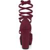 Allegra K Women's Lace-Up Pumps Sandals with Platform Straps and Chunky Heels, Wine Red, Size 23.0cm