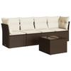 Vidaxl 5-Cz. Garden Furniture Set With Cushions, Brown, Poly Rattan