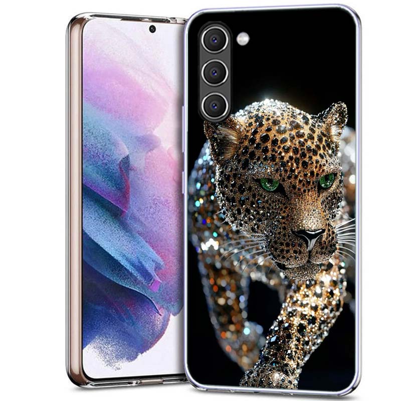 Cheetah and Illusion Diamond Gem Phone Case for Samsung A54 A14 A24 A34 A17 A37 A57 A55 A35 A25 A15 A13 A23 A33 A53 A07 A05S A04