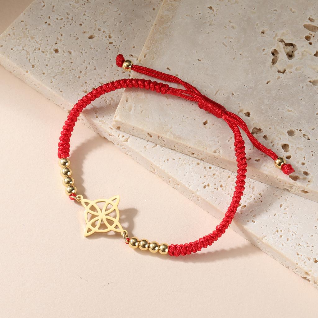 Witch Knot Bracelet Women Men Stainless Steel Beads Charm Black Red Blue Purple Rope Bracelets Amulet Witchcraft Jewelry