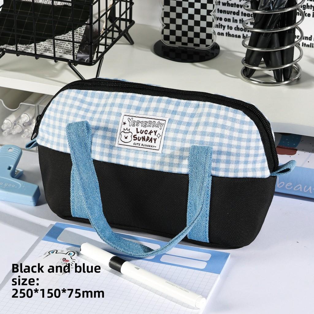 Denim Dual Color Pencil Case With Multi Functional Storage For School And Office Use