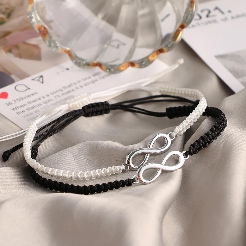 2Pcs Multicolor Number 8 Infinity Lucky Bracelet for Women Men Friendship Handmade Braided Rope Charm Couple Bracelet Gifts