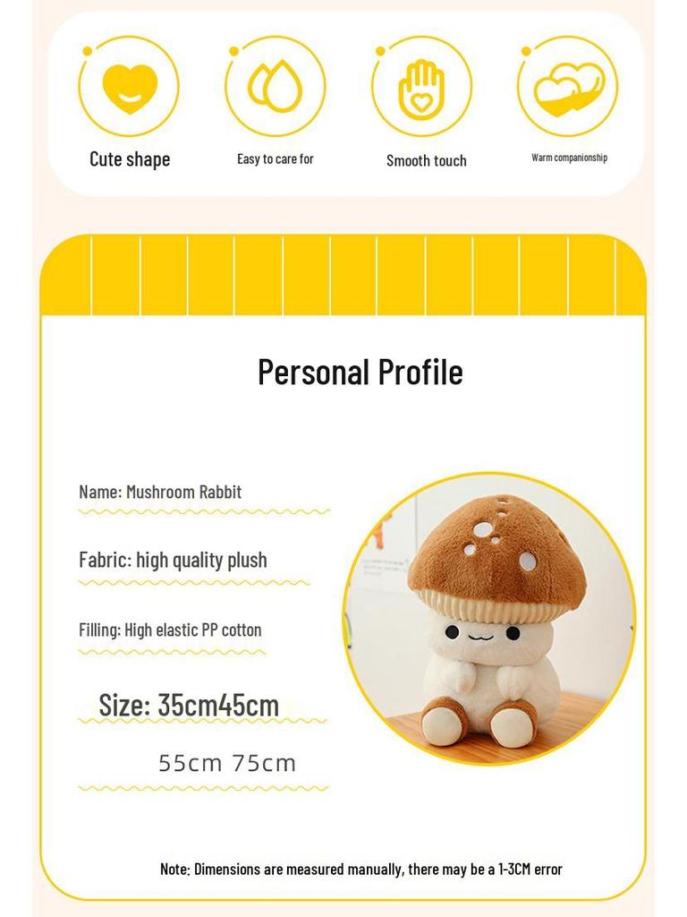 Adorable Mushroom Plush Toy - Cute Doll Pillow for Kids