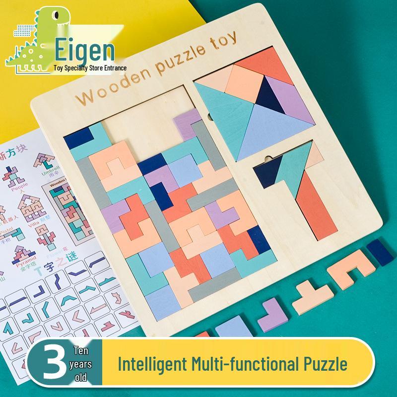 Wooden Magnetic Tetris Blocks - Educational 3D Puzzle Toy for Children