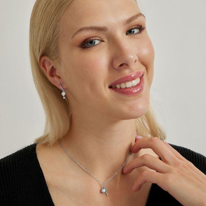 Luxenter Collier de zirconium brillant finition en rhodium - Diao