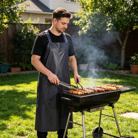 Knee Length Work Apron Kitchen Cooking Apron with Pocket Waterproof Oil Resistant Chef Apron