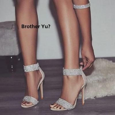 "Women's 2022 Summer Stiletto Rhinestone High-Heeled Sandals with Round Toe and Rear Zipper"