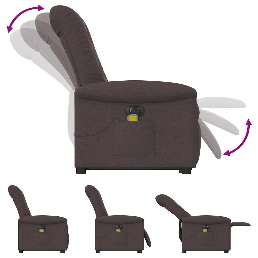 Electric Massage Recliner with Rising Function Dark Brown Fabric