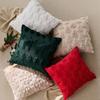 Christmas Cushion Cover Faux Rabbit Fur Throw Pillow Case Snowflake Elk Quilted Decorative Couch Cover 2pcs