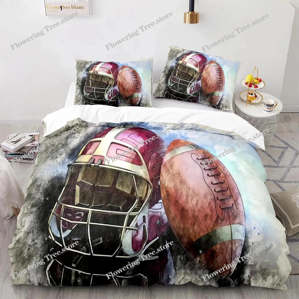 Football Duvet Cover For Boys Girls Burning Football Microfiber Sports Games Theme Soft King Size Quilt Cover