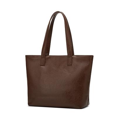 Bolsa de ombro casual feminina nova original para trabalho e aula通勤 bolsa de couro macio grande capacidade sacola simples bolsa grande