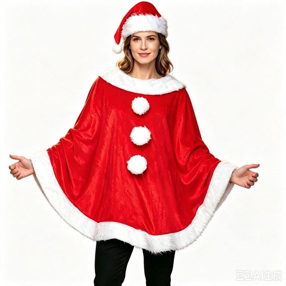 Plush Christmas Cloak and Hat Thick Santa Claus Costume Fashion Xmas Cape Christmas Party Costume