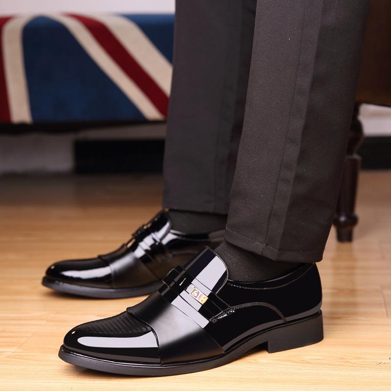 European Station Men's Casual Leather Shoes Leather Pointed Business Dress Trend British Style Versatile Wedding Shoes Height Increasing Men's Shoes