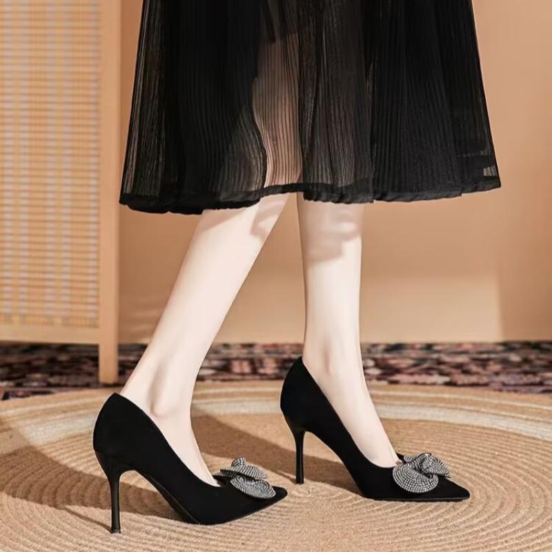French Rhinestone Pointed Toe Single Shoes Women's Spring and Autumn 2025 New Temperament Shallow Mouth Stiletto High Heels