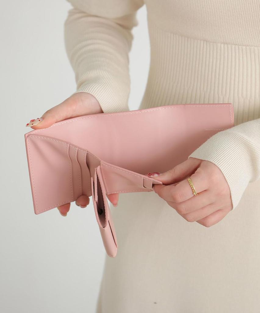 Altro Rose Pink Ribbon Tri-fold Wallet, Mini Wallet, Small Coin Purse, Card Slots, Bill Compartment, Box Coin Shape, Enamel, Elegant Design, 333229-16