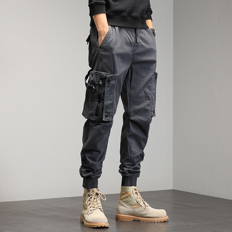 Cargo Pants Men's Trend Men's Harun Small Foot Pants Loose Bunched Feet Multi-pocket Pants