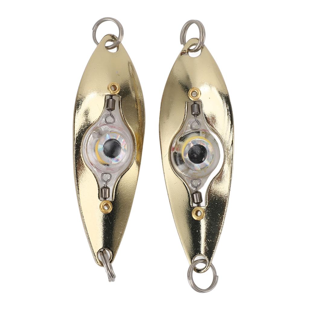 2pcs Fish Eye LED Fishing Lures Lighted Fishing Spoons Underwater Bait Flasher Deep Drop Light for