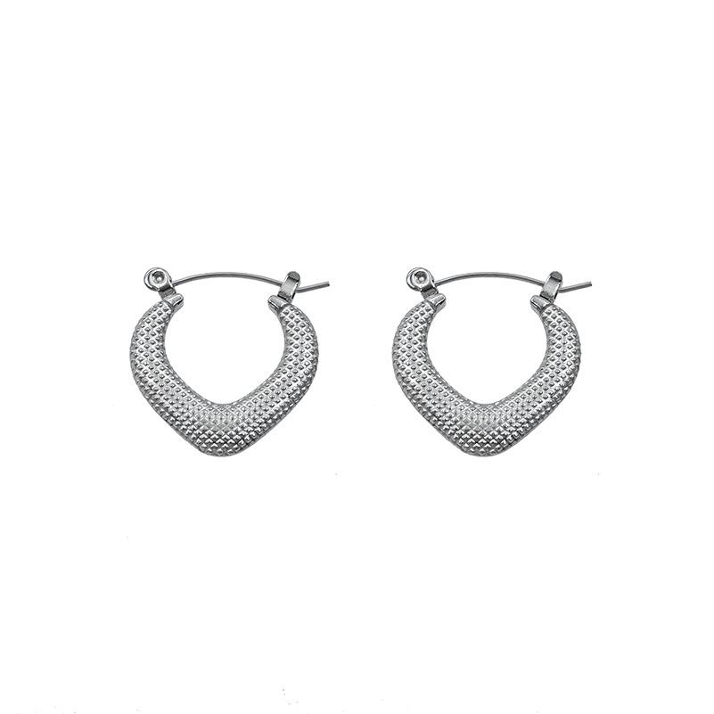 French Minimalist Personality Niche Jewelry Texture Design Titanium Steel Earrings Geometric Casual Wind V-Shaped Ear Buckle