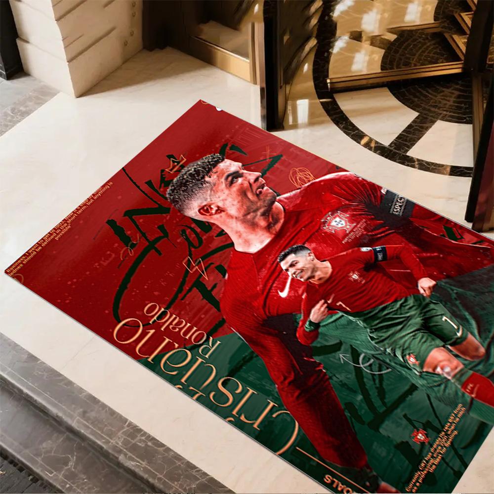 Portugal's Cristiano Ronaldo Area Rug Perfect for Playrooms Foyer Outdoor Decorate Room Antislip Carpet Office Home Decor Best for Christmas