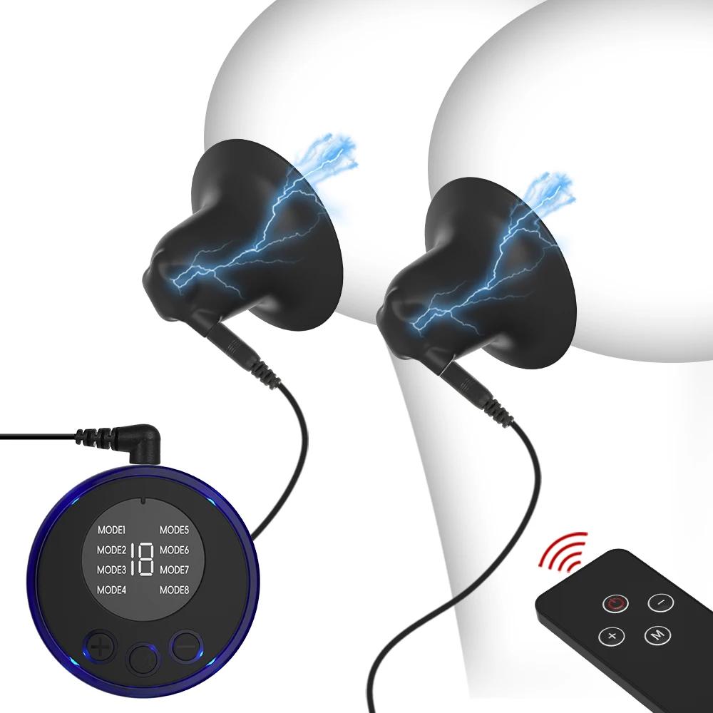 Electric Shock Nipples Clamps Breast Stimulation Metal Labium Clitoris Clips Slave  Bondage Chest Massage  Sex Toys 18+