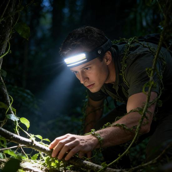 Latarka czołowa z czujnikiem ruchu 230 stopni LED ładowana przez USB-C Pasek odblaskowy Latarka czołowa outdoor do biegania wędkowania biwakowania