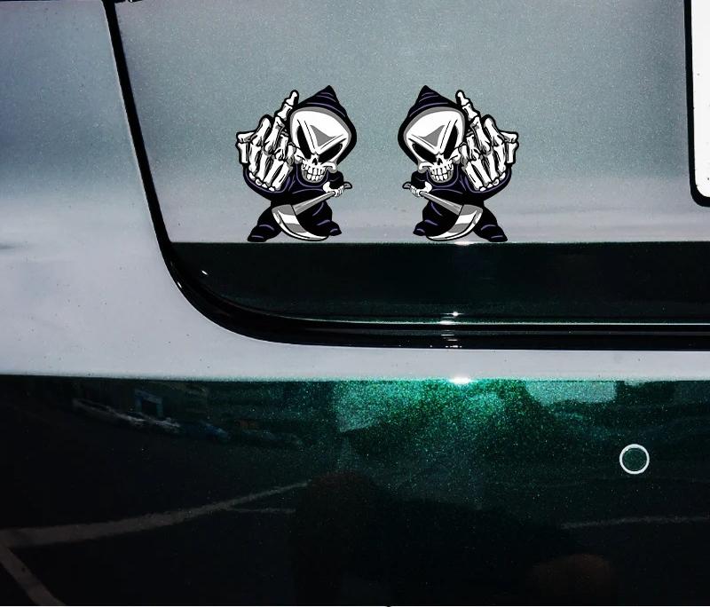 Skull Middle Finger Funny Car Stickers PVC Glue Sticker for Whole Body Car Decoration