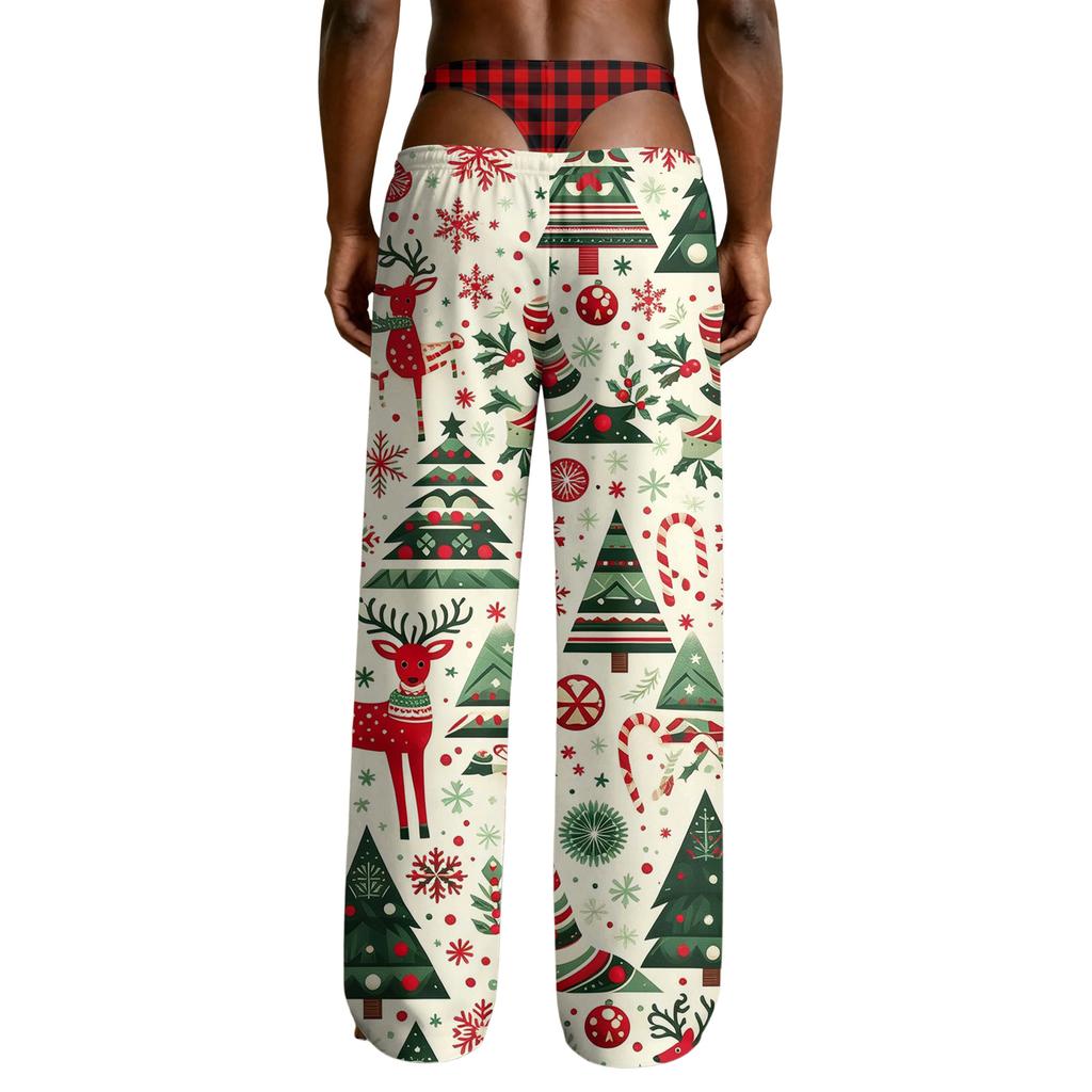 Men's Funny Sleep Pants with Brief Print for Halloween Novelty Pants