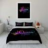 Rainbow Gradient Neon Queen Crown Bedding Set,1 Duvet Cover 2 Pillowcase,Elegant Microfiber Bed Linen For Teen Girls Women Room