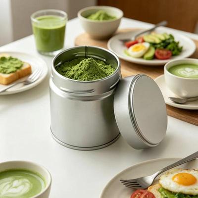 Portable Mini Matcha Powder Storage Jar 1Pc Sealed Rustproof Tinplate Can for Tea Spice Home Office Use