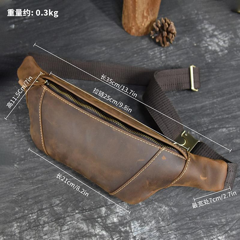 Marsupio da Uomo in Pelle Crazy Horse Borsa a Tracolla in Pelle Douyin Borsa Multifunzionale da Petto per Sport all'Aperto Marsupio da Donna per Telefono Cellulare