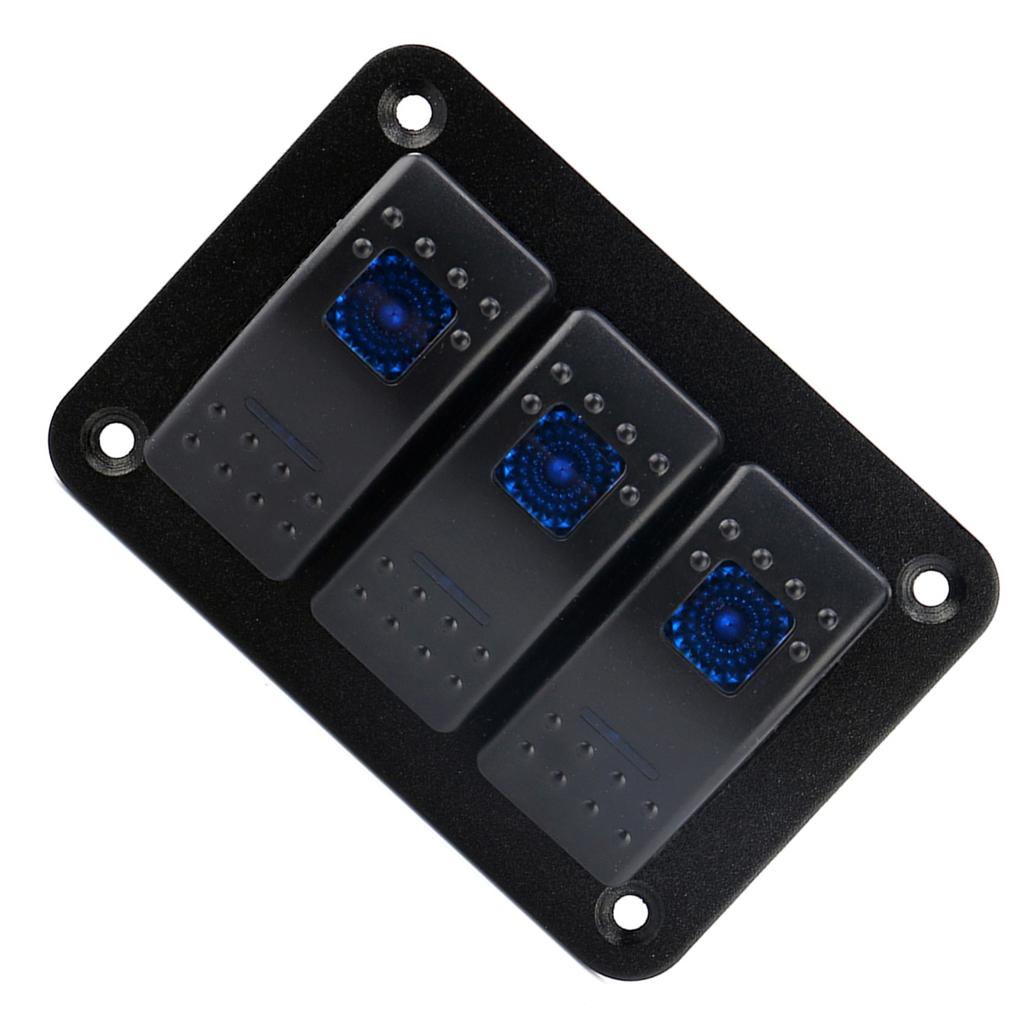 3 Gang 12 24V Toggle Rocker Switch Panel with LED Light for RV Car Marine Boat